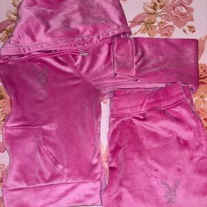 Playboy Pink Velour Hoodie Set